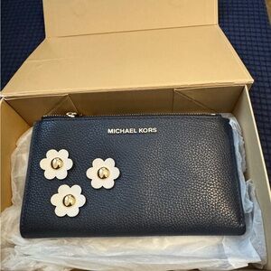 Michael Kors Navy Leather Clutch